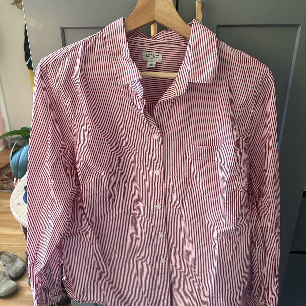J. Crew Red and White Striped Top